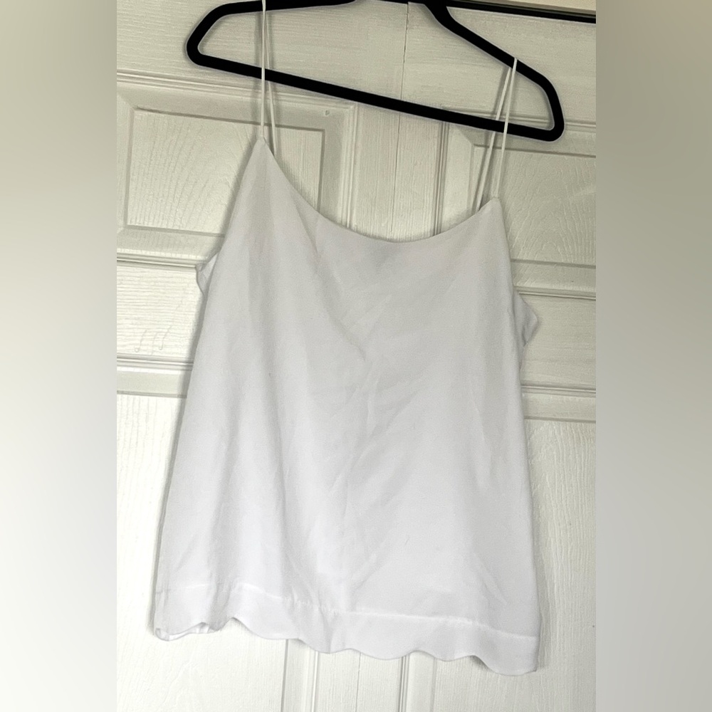 White scalloped hem dressy tank top by The Limited size XL